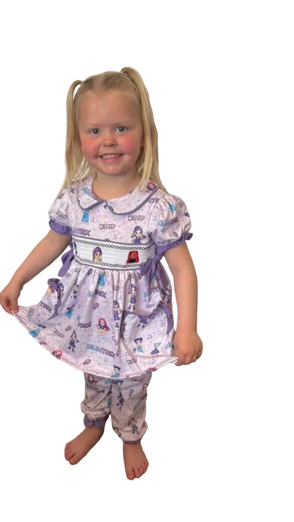 Pre-order Purple pop handmade smocked pyjamas