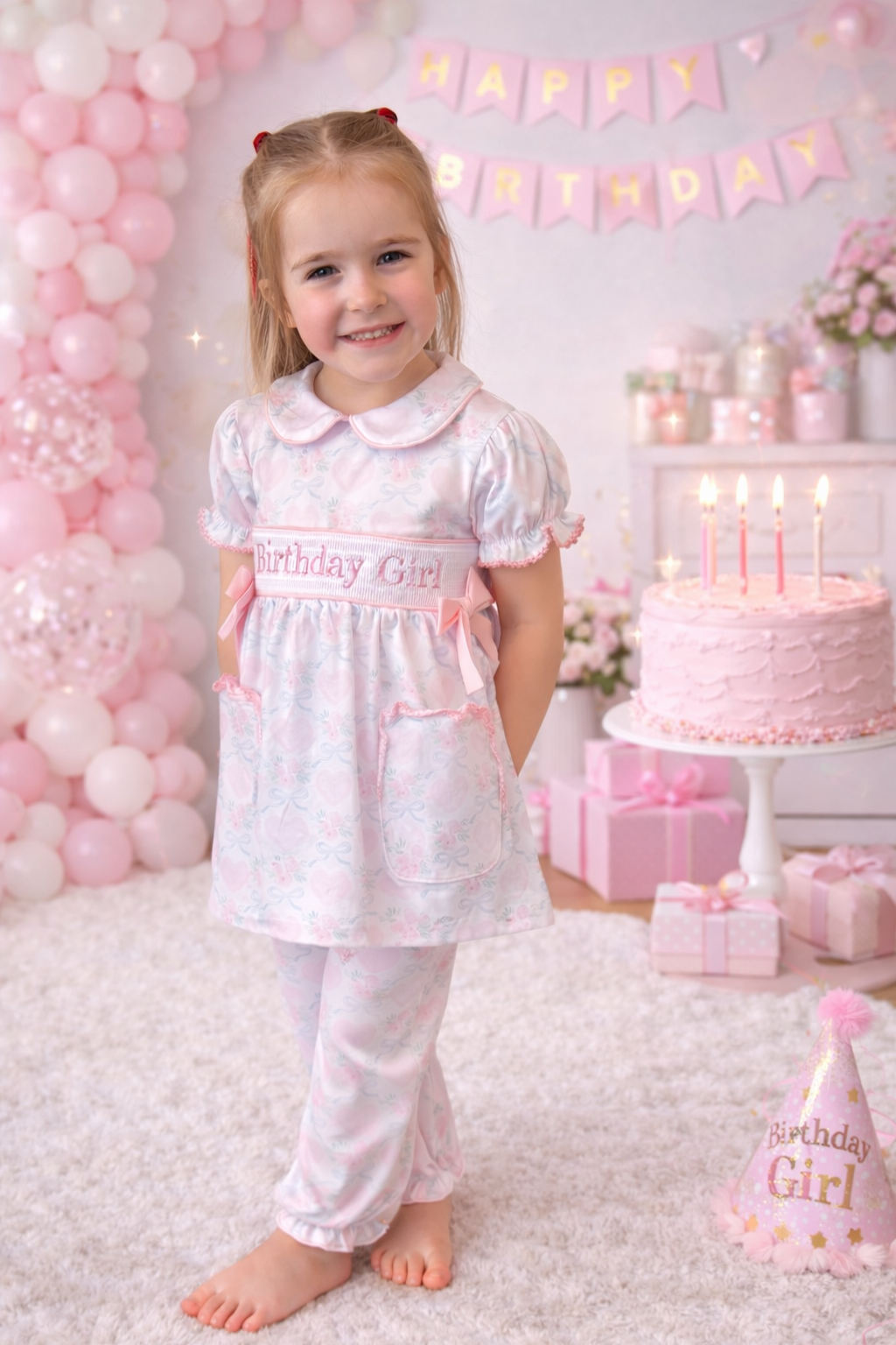 Pre-Order Girls Birthday Smock Pyjamas