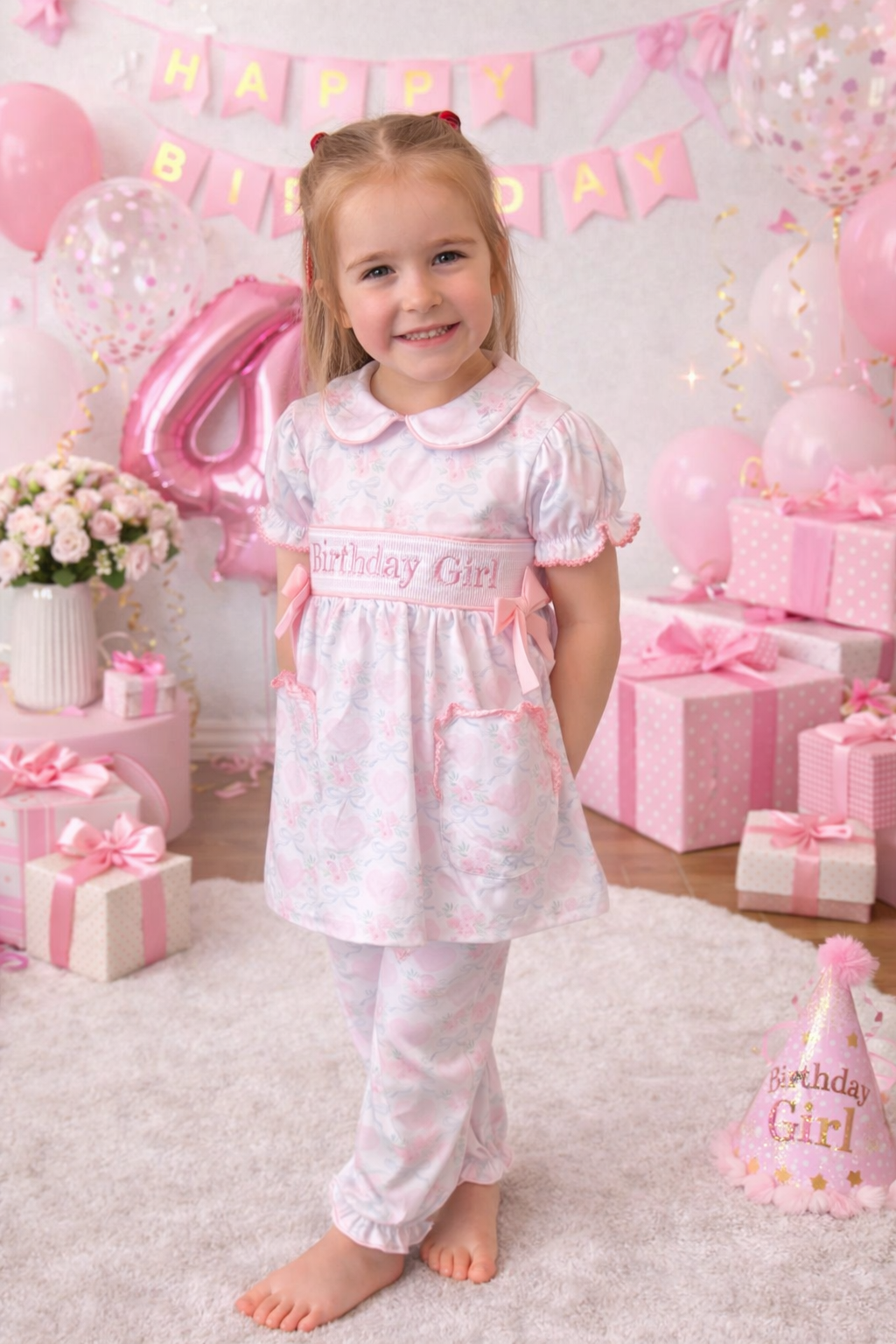 Pre-Order Girls Birthday Smock Pyjamas