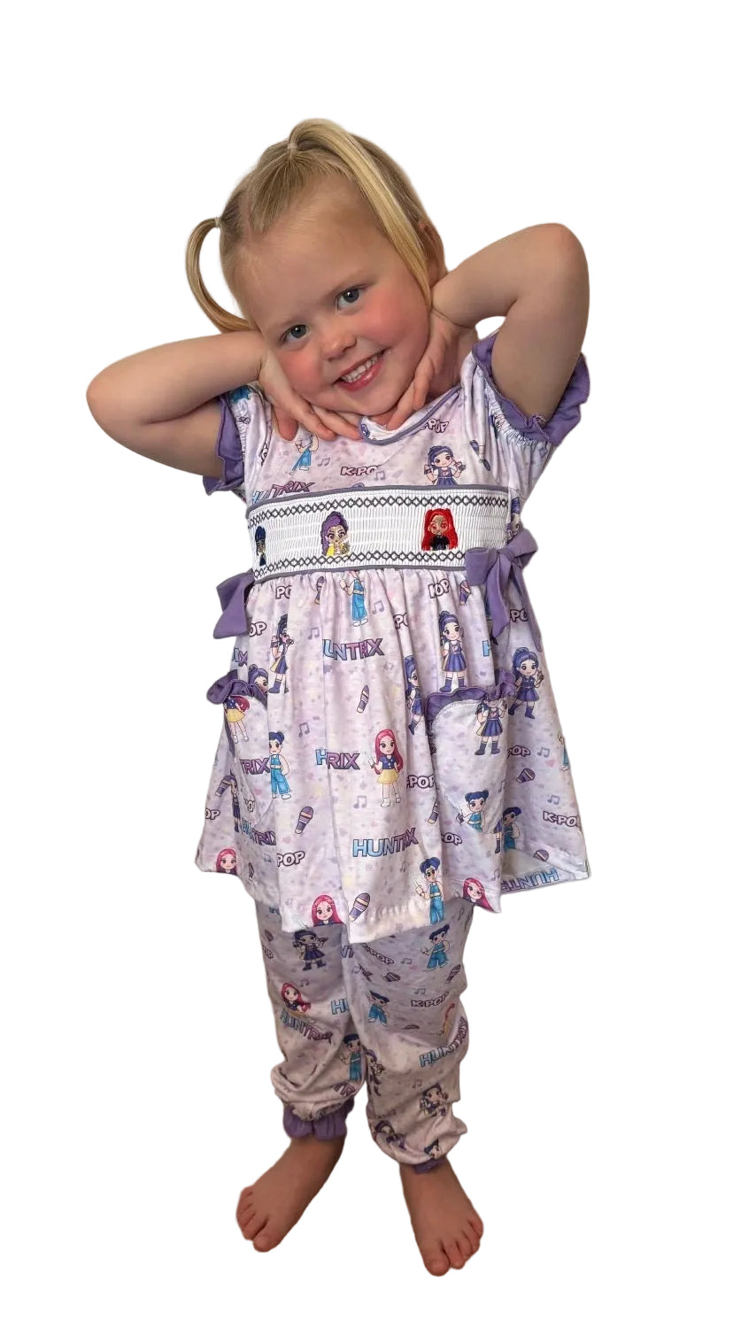 Pre-order Purple pop handmade smocked pyjamas