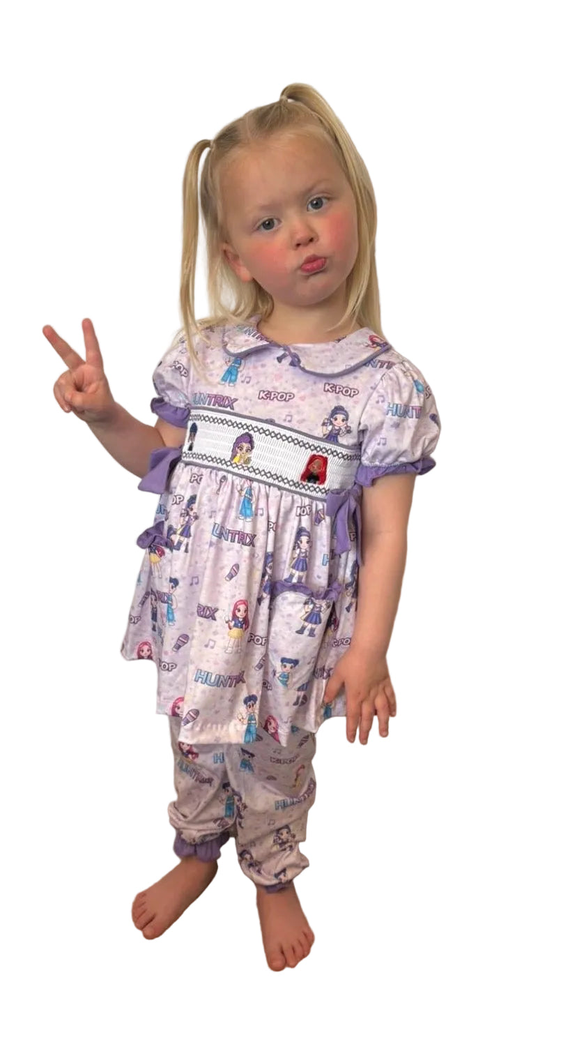 Pre-order Purple pop handmade smocked pyjamas