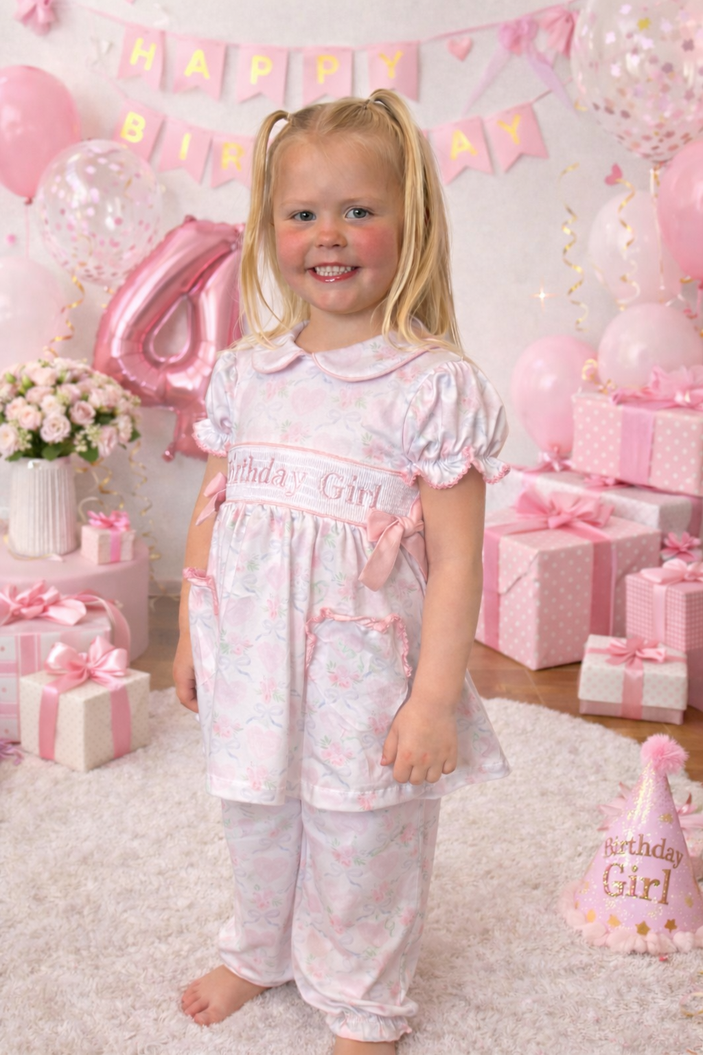 Pre-Order Girls Birthday Smock Pyjamas